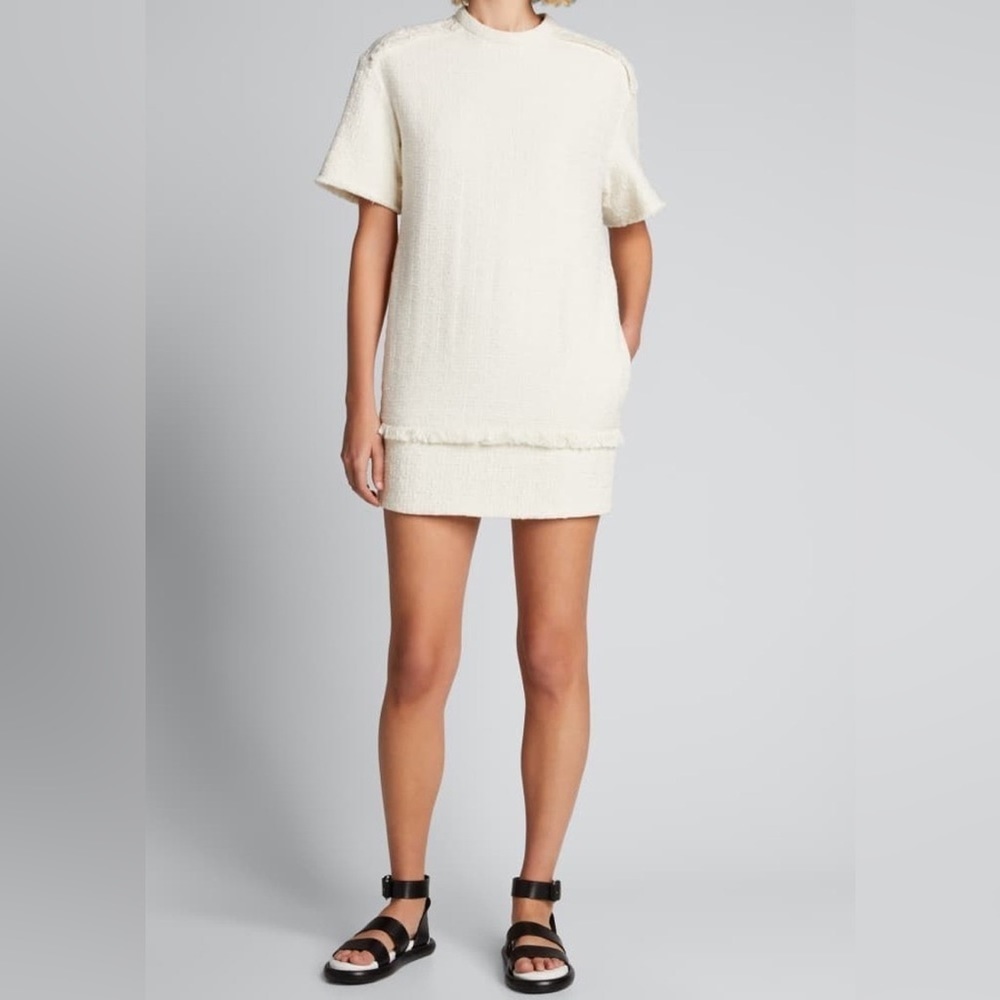 Proenza Schouler Short Sleeve Boucle Tweed mini Dress White 0 2 4 NWT - Picture 4 of 7